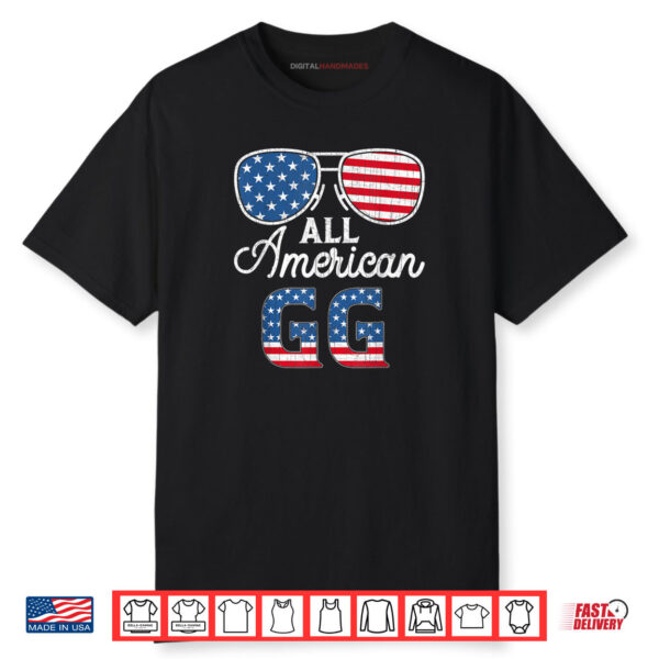 USA Flag Sunglass With All American GG 4th Of July Family Maching Shirt