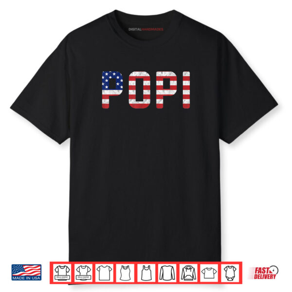 USA Patriotic Popi American Flag Design 4th of July Popi Shirt