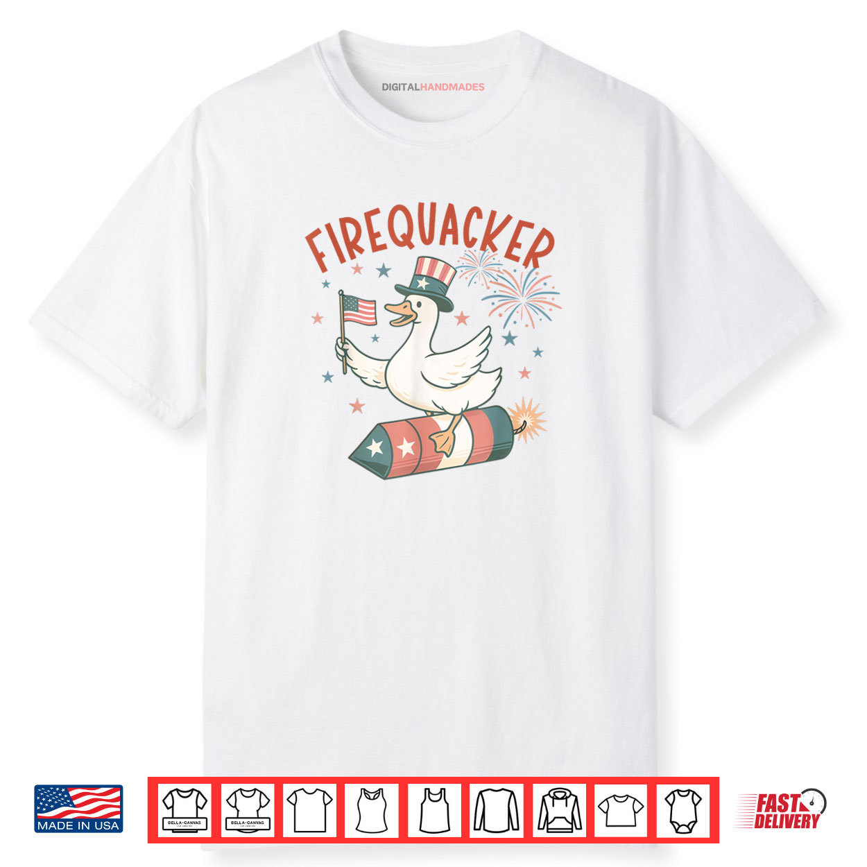 Vintage 4th of July Goose Firequacker Patriotic Summer Goose Shirt