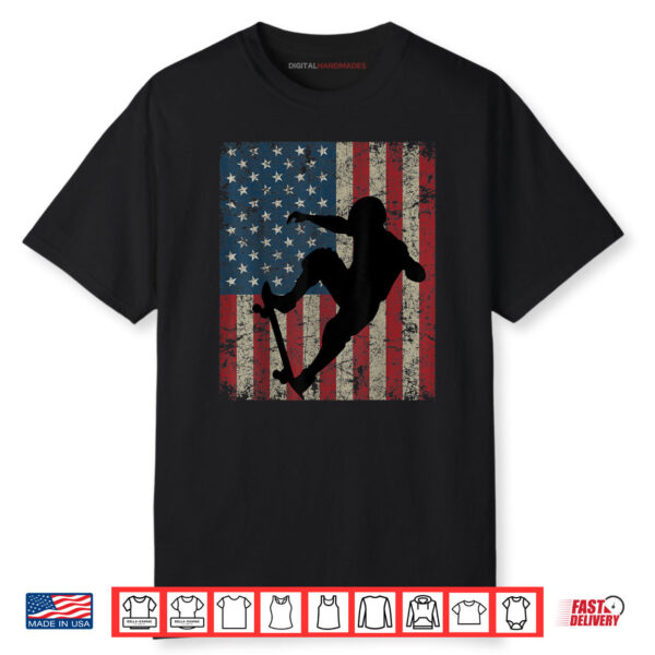 Vintage American Flag Skateboard 4th Of July Shirt