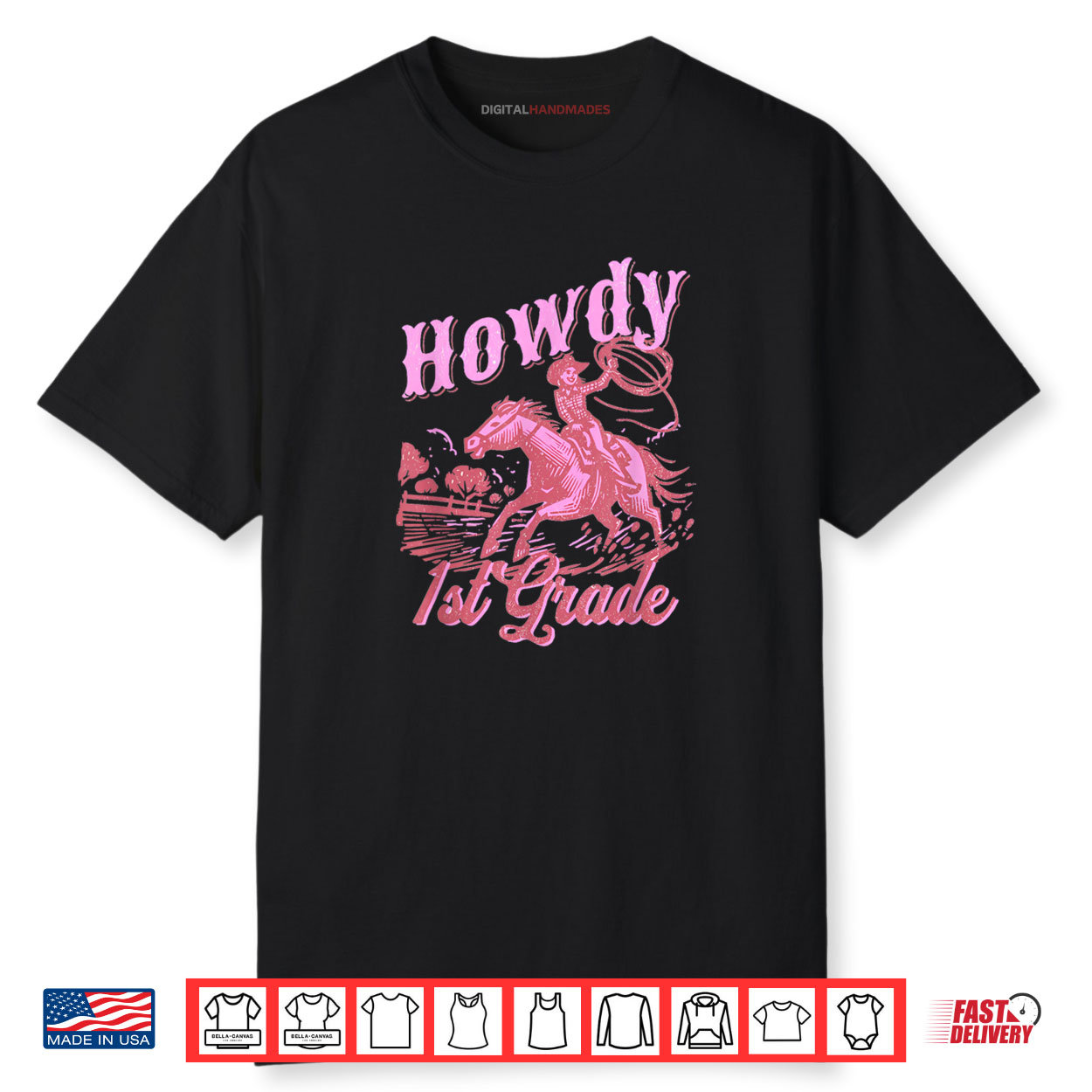 Vintage Howdy First Grade Cowgirl Teacher Western School Shirt