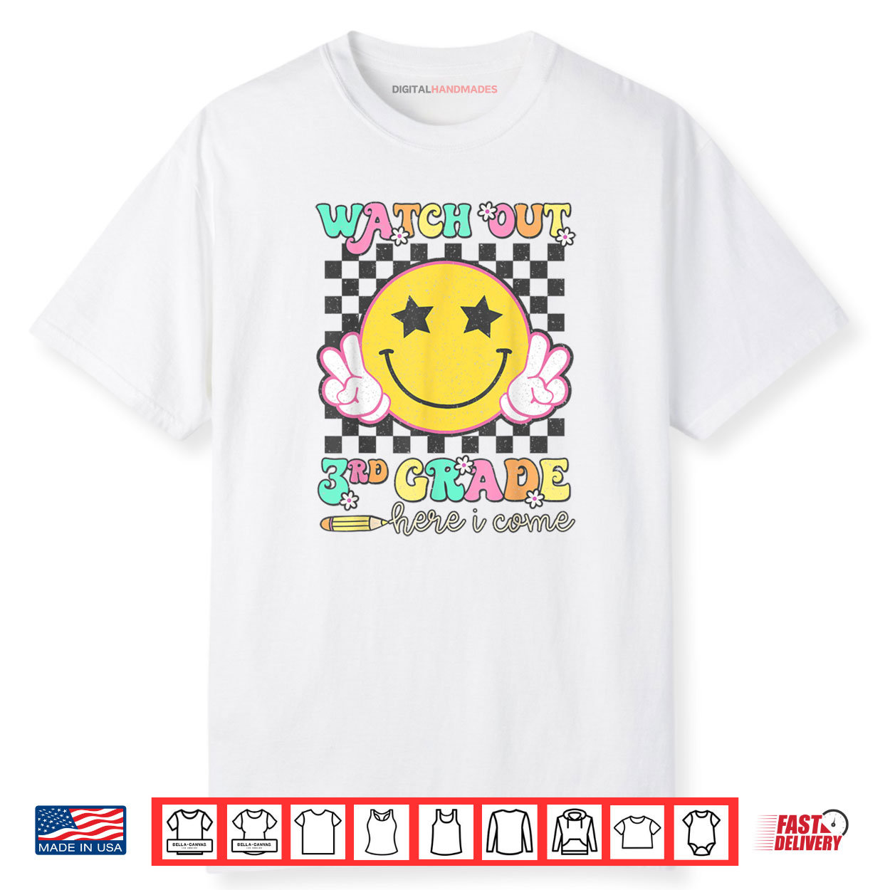 Watch Out 3rd Grade Here I Come Back To School Third Grade Shirt