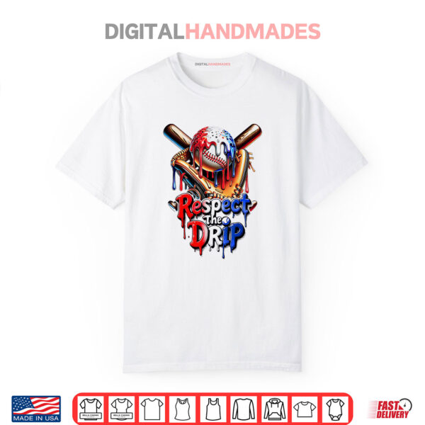 Red White Blue Baseball Ice Cream Drip Youth Boys Baseball Shirt