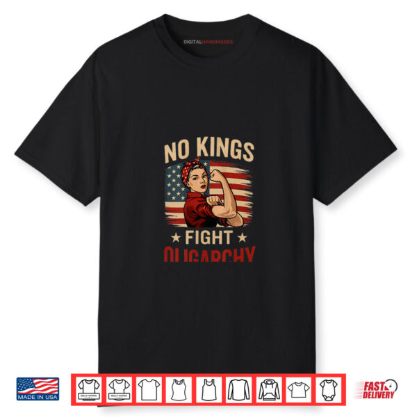 Womens Vintage No Kings Fight Oligarchy Patriotic 4th Of July Shirt
