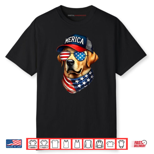 Yellow Labrador Retriever 4th of July Merica USA Flag Lab Shirt