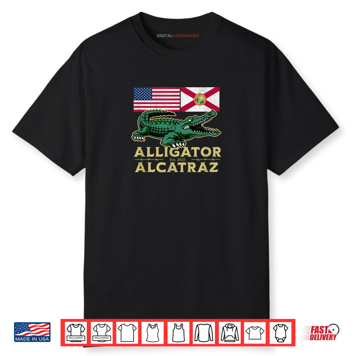 Alligator Alcatraz With Us Flag And Florida State Flag Shirt