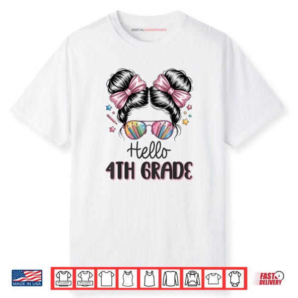 Back To School Coquette Bow Teacher Hello Fourth Grade Girls Shirt