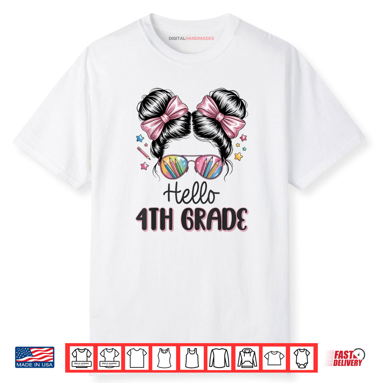 Back To School Coquette Bow Teacher Hello Fourth Grade Girls Shirt Back To School Coquette Bow Teacher Hello Fourth Grade Girls Shirt