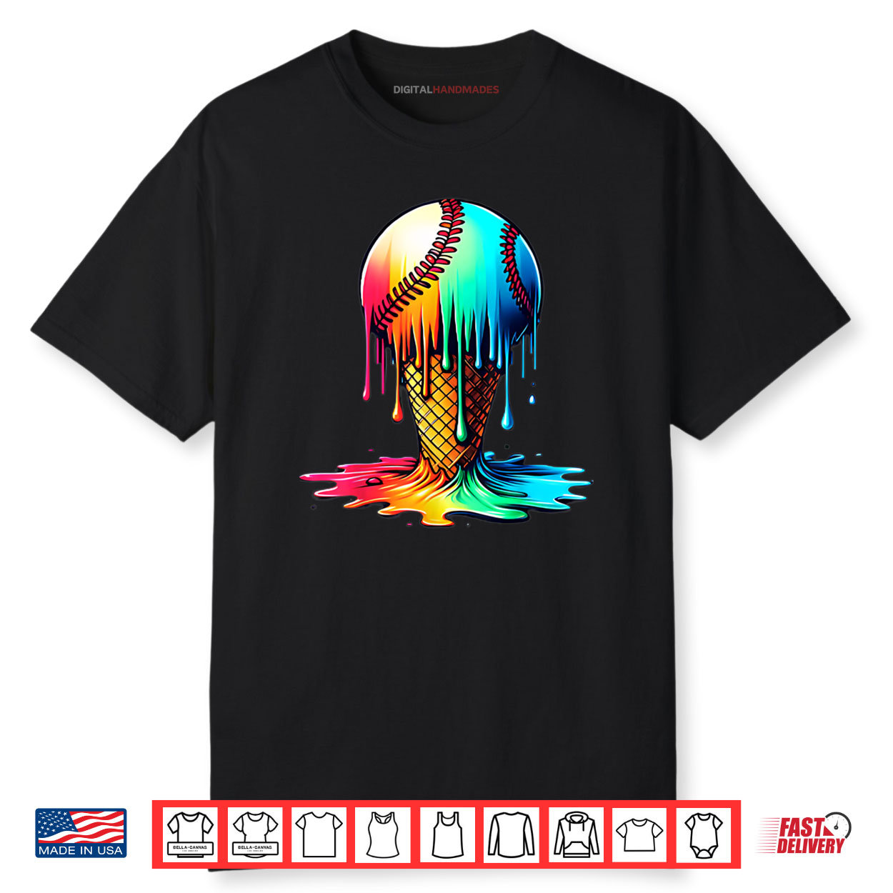 Baseball Ice Cream Drip Shirt Baseball Ice Cream Drip Shirt