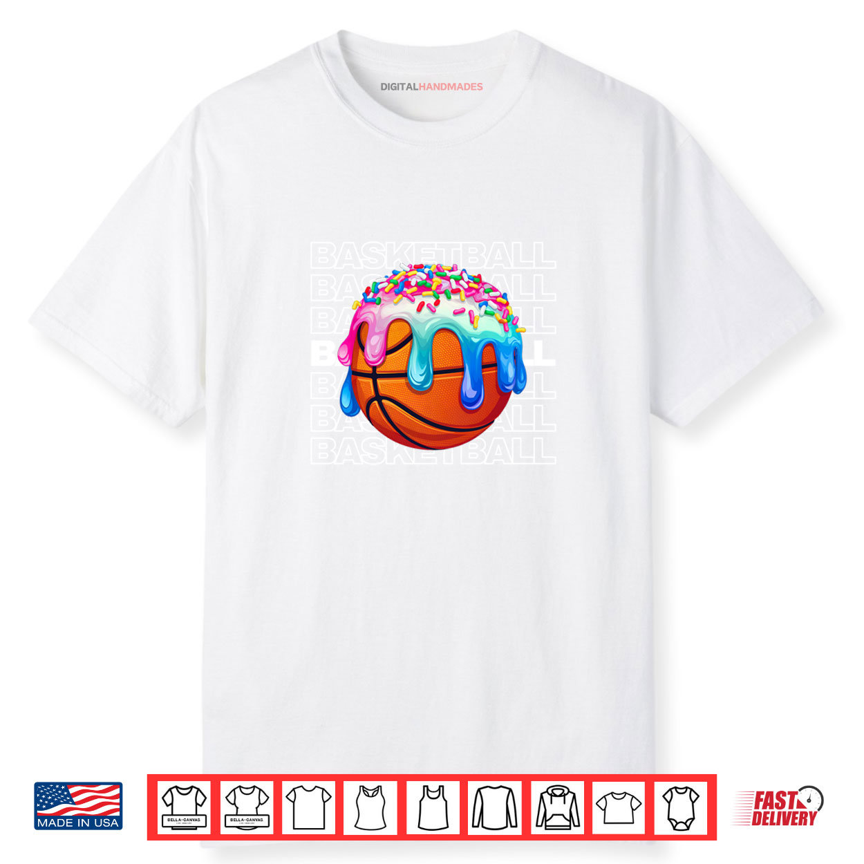Basketball Boys Girls Sprinkles Basketball Ice Cream Drip Shirt Basketball Boys Girls Sprinkles Basketball Ice Cream Drip Shirt