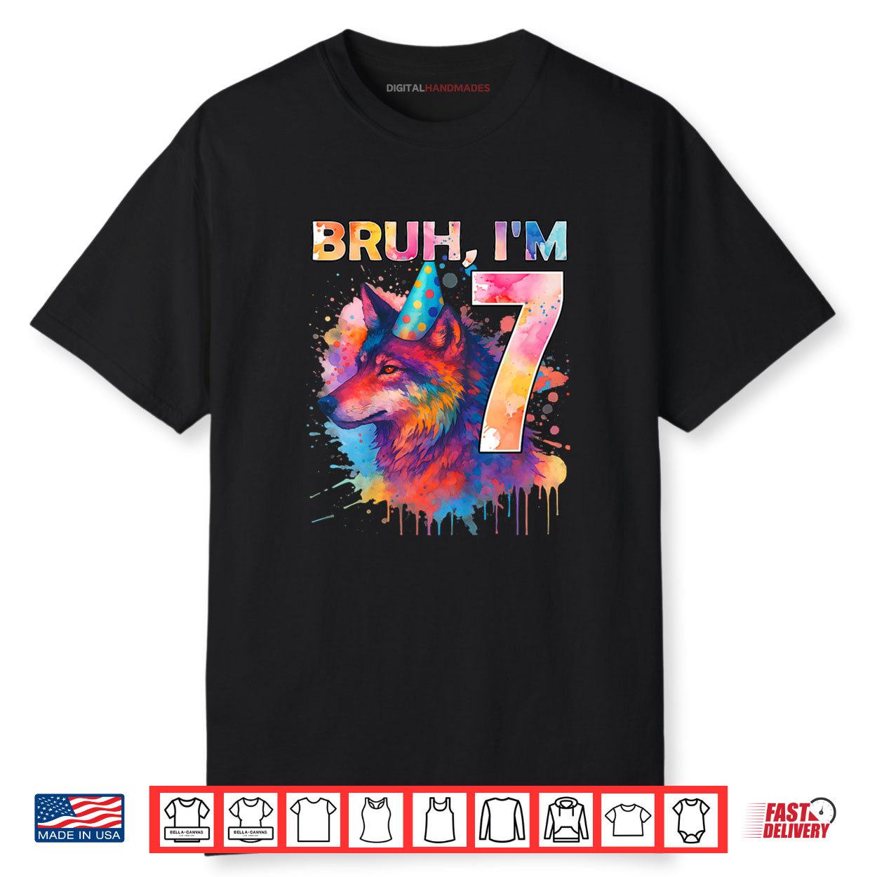 Bruh I’m 7 Years Old Wolf Themed Shirt