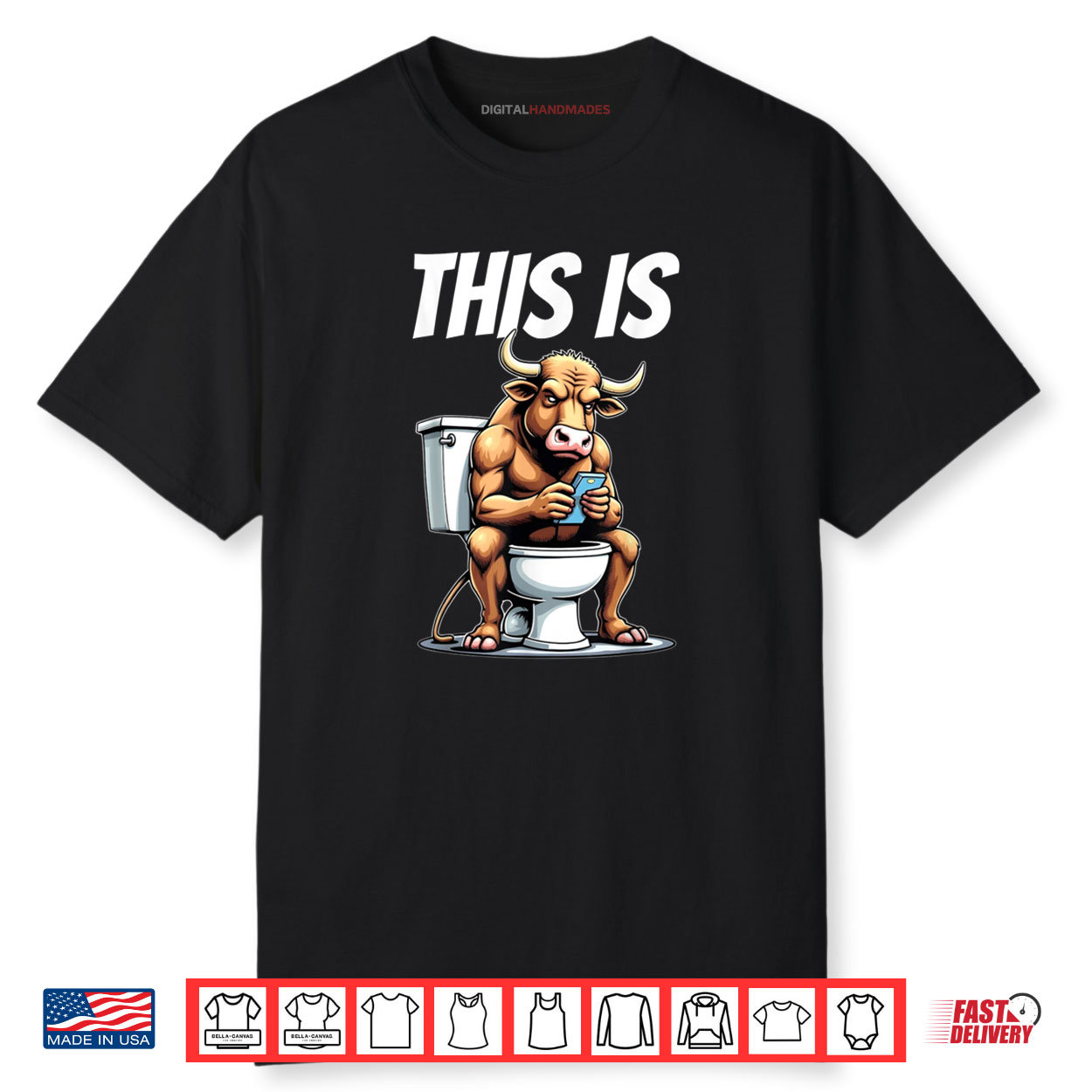 Bull Is Sitting On A Toilet And Playing With A Smartphone Shirt