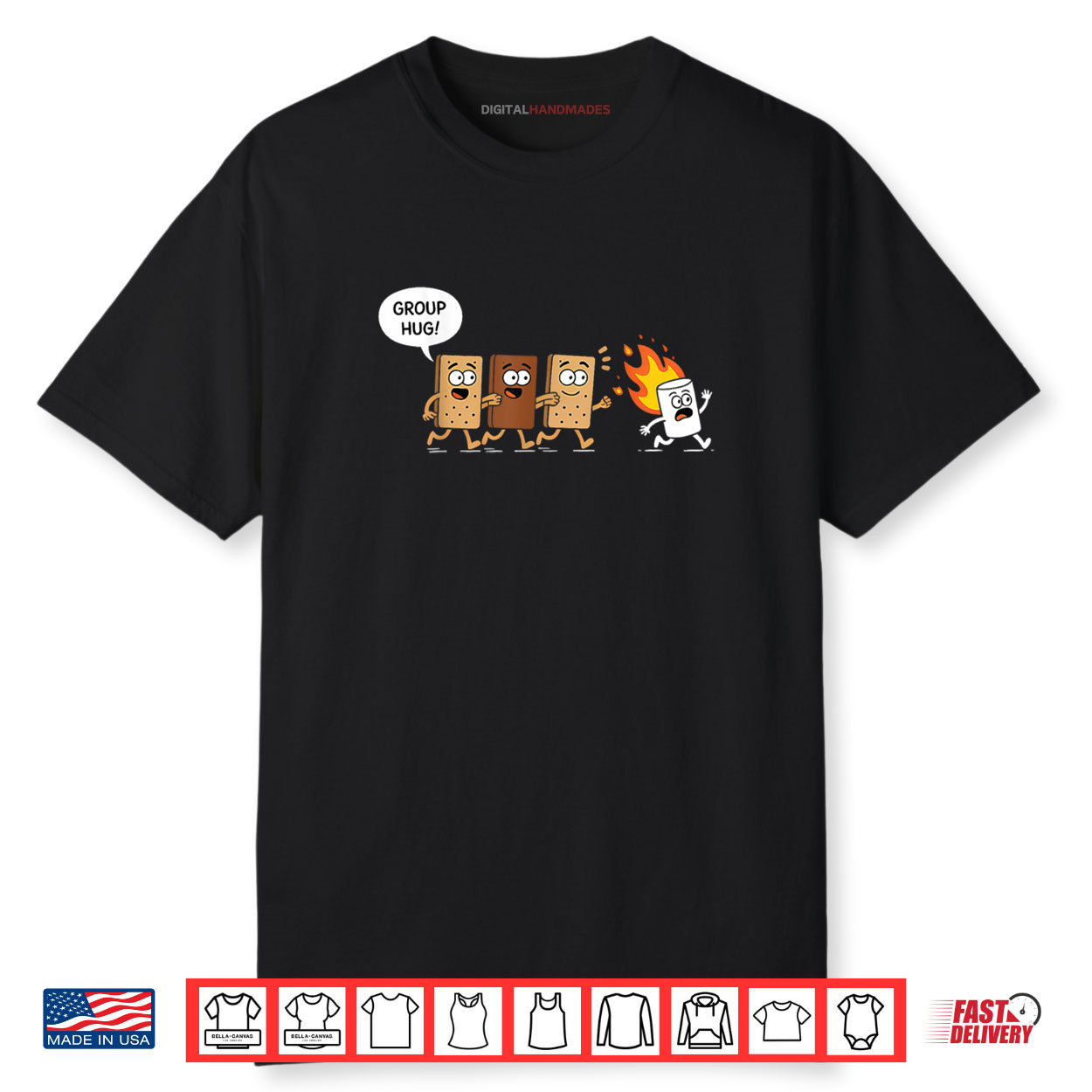 Camping S’mores Group Hug Cute Marshmallow Chocolate Shirt Camping S’mores Group Hug Cute Marshmallow Chocolate Shirt