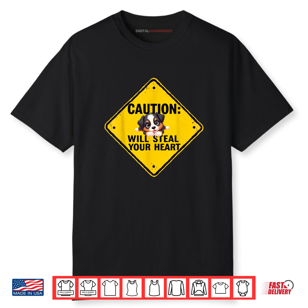 Caution Sign Australian Shepherd Dog Funny Gift Aussie Puppy Shirt