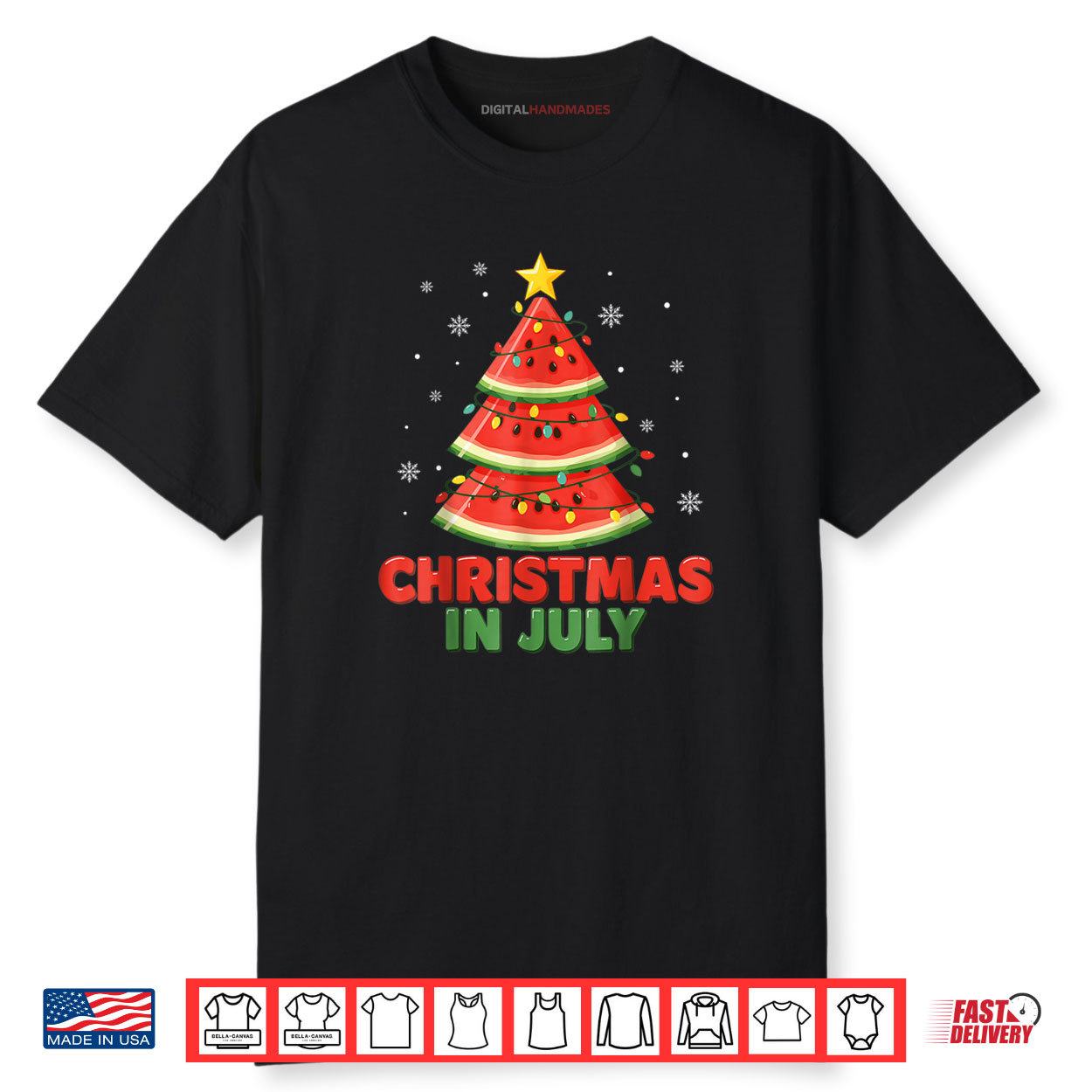Christmas In July Watermelon Xmas Tree Summer Shirt