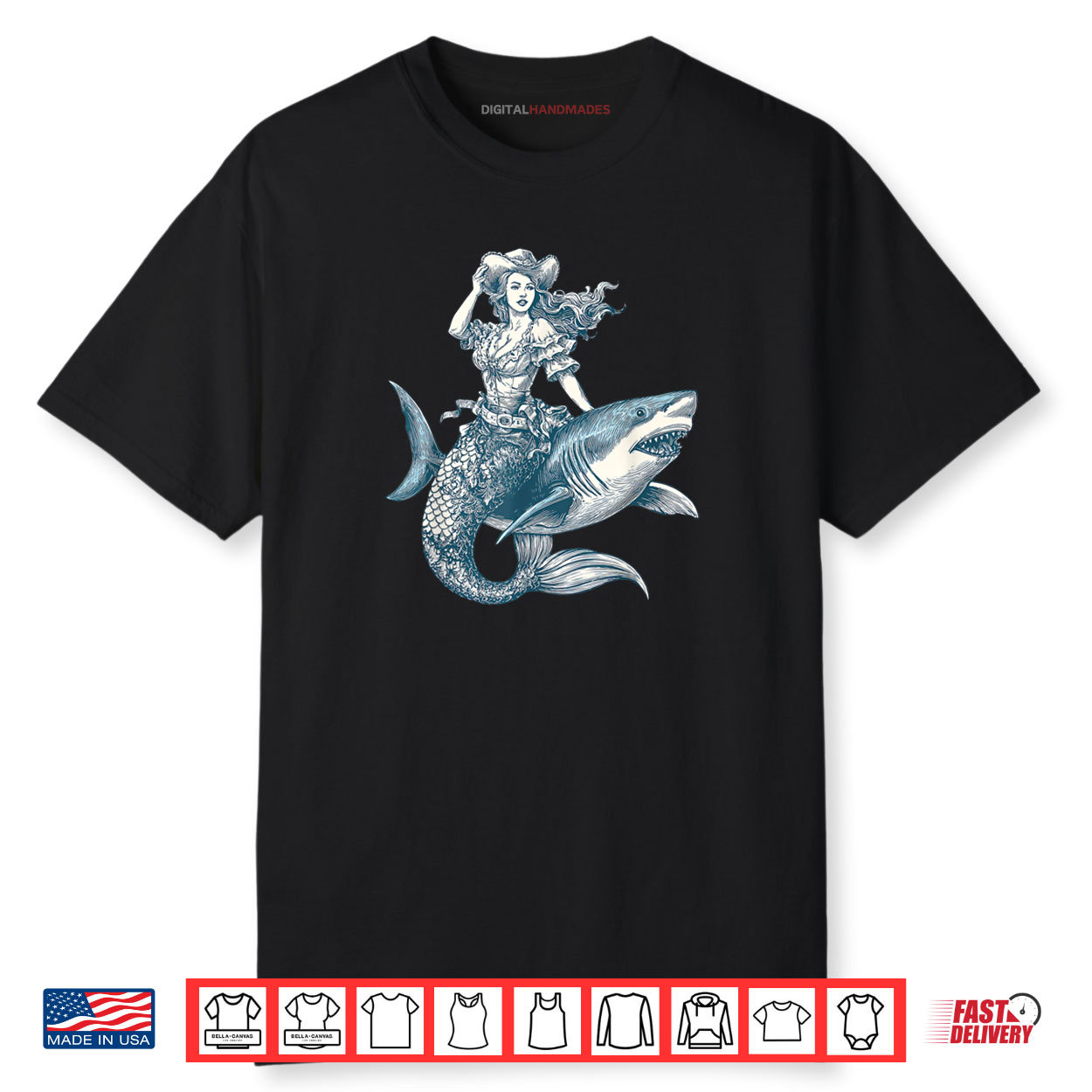 Cowgirl Mermaid Riding Shark Funny Western Rodeo Howdy Shirt Cowgirl Mermaid Riding Shark Funny Western Rodeo Howdy Shirt