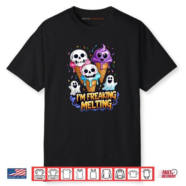 Cute I’m Freaking Melting Skull Ice Cream Halloween Shirt