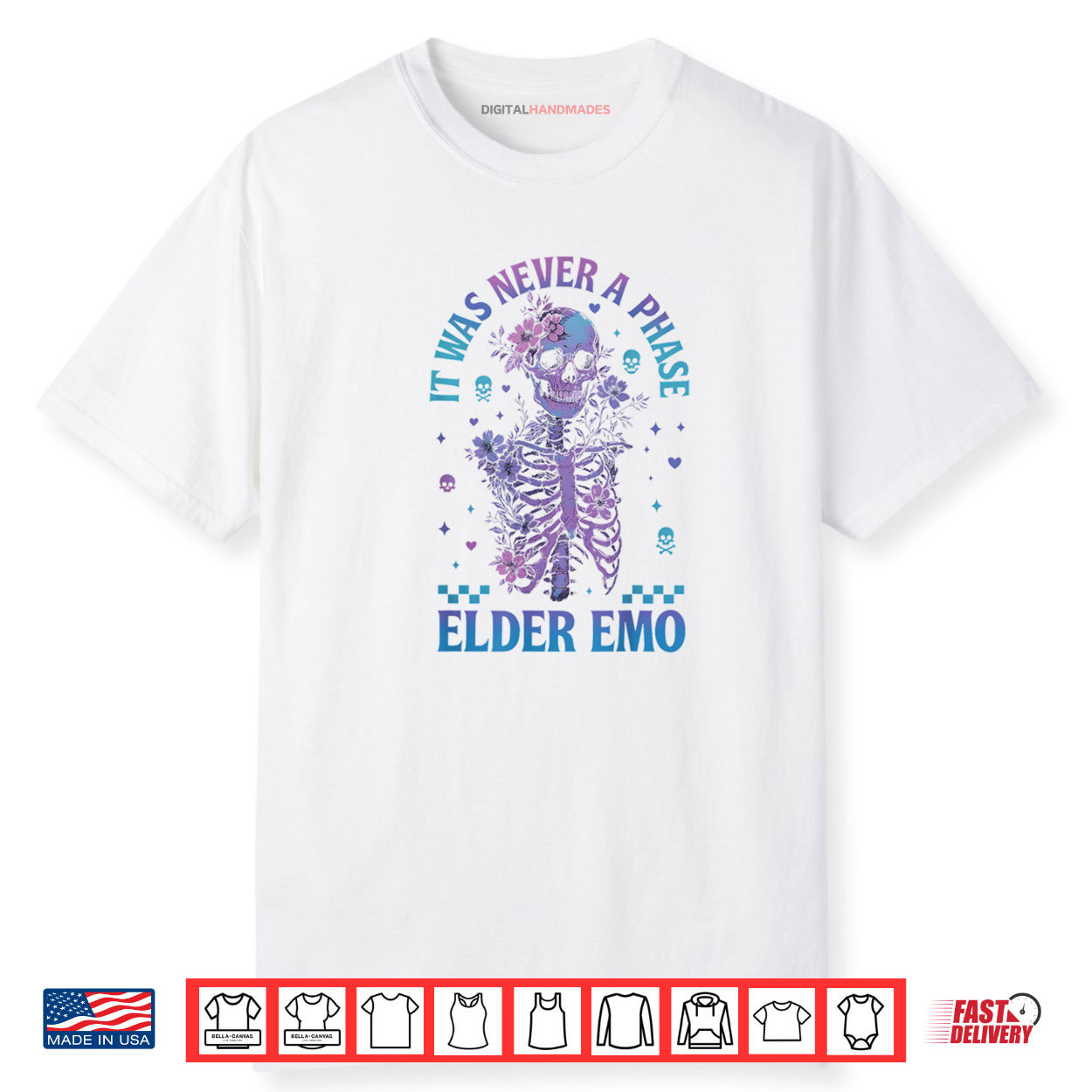 Elder Emo Club Skeleton It Was Never A Phase Shirt Elder Emo Club Skeleton It Was Never A Phase Shirt