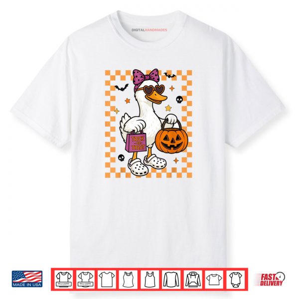 Halloween Goose Ghost Bow Coquette Trick Or Trick Shirt