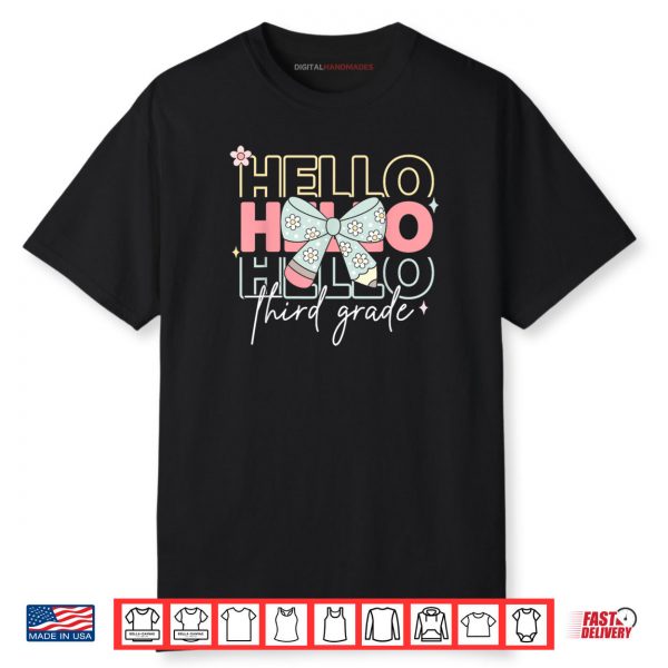 Hello 3rd Grade Teacher Coquette Bow Back To School Girls Shirt