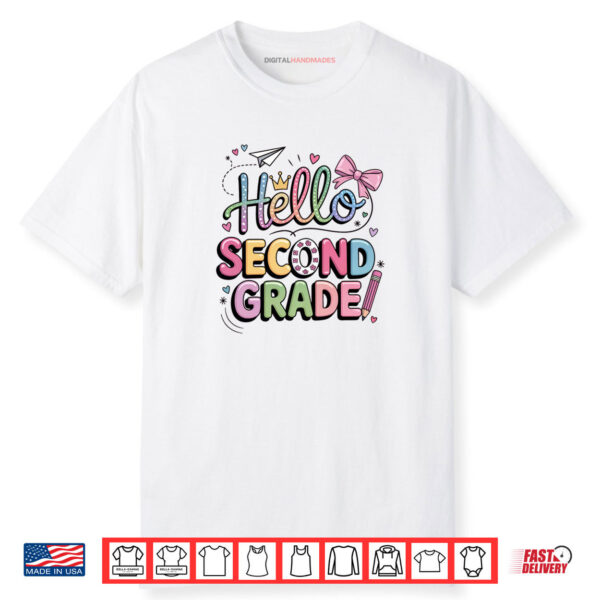 Hello Second Grade Coquette Back To School Teacher Shirt