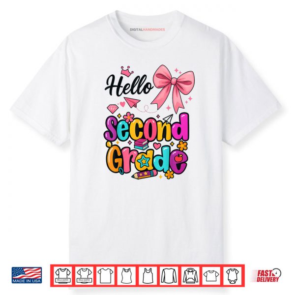 Hello Second Grade Preppy Back to School Boy Girl Teacher Shirt