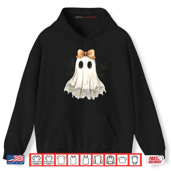 Hoodie Cute Halloween Ghost With Bow Lace Spooky Style Shirt digitalhandmades