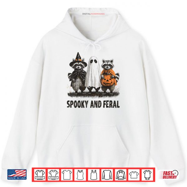 Hoodie Feral And Spooky Funny Creepy Raccoon Ghost Shirt digitalhandmades