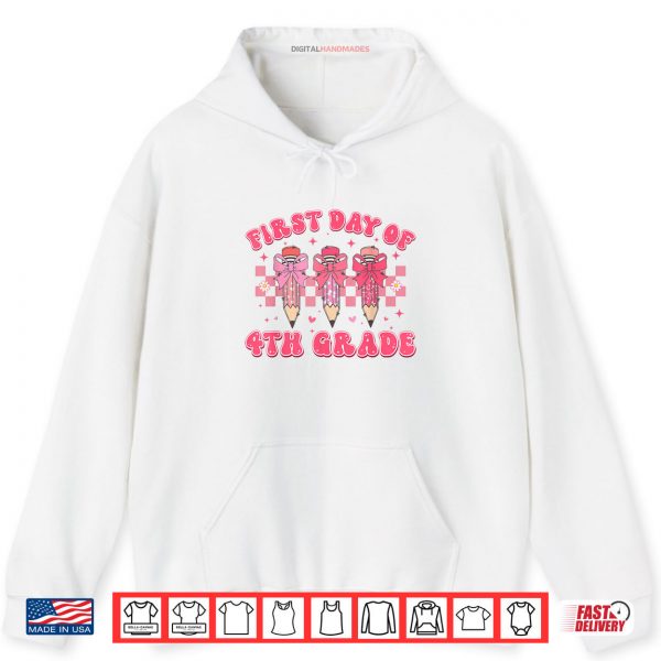 Hoodie First Day Of 4th Grade Coquette Back To School Girls Kids Shirt digitalhandmades
