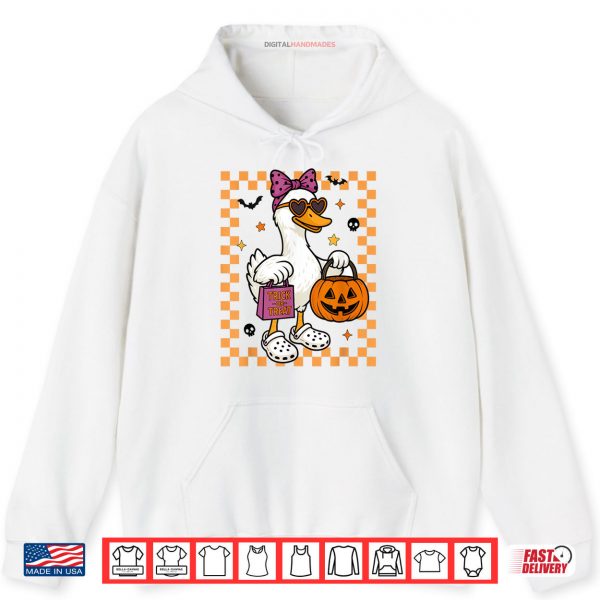 Hoodie Halloween Goose Ghost Bow Coquette Trick Or Trick Shirt digitalhandmades