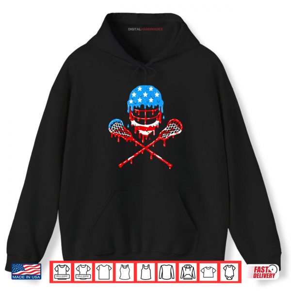 Hoodie Lacrosse Ice Cream Helmet Lax Sticks Patriotic American Flag Shirt digitalhandmades.com