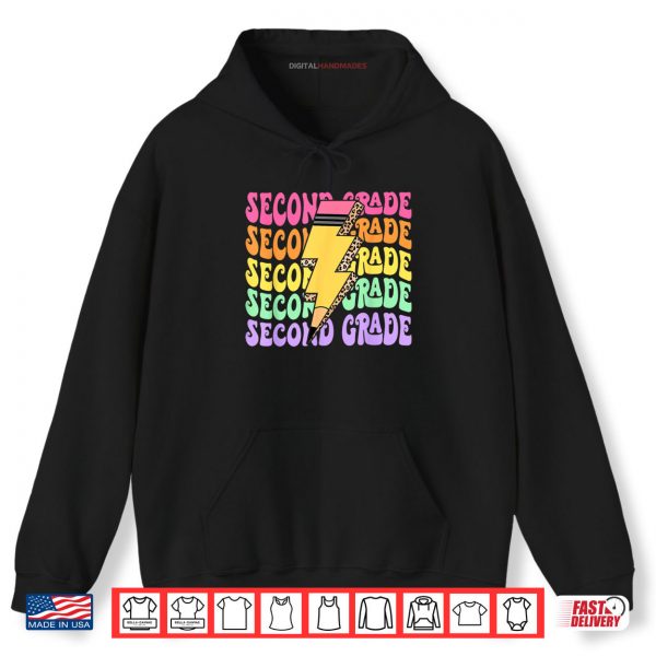 Hoodie Retro 2nd Grade Lightning Bolt Pencil Teacher Student Shirt