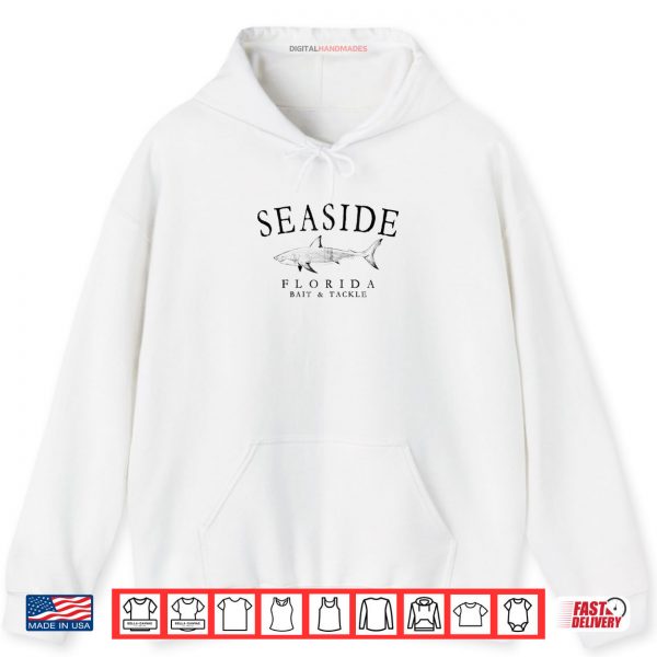 Hoodie Seaside Florida Shark Fishing Arched Black Letters Shirt digitalhandmades