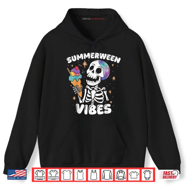 Hoodie Summerween Vibes Skeleton Ice Cream Art Summer Halloween Fun Shirt digitalhandmades