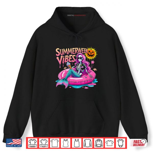 Hoodie Summerween Vibes Spooky Summer Mermaid Skeleton Halloween Shirt digitalhandmades
