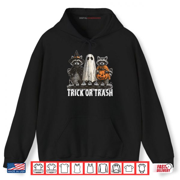 Hoodie Trick Or Trash Raccoon Halloween Funny Creepy Shirt digitalhandmades