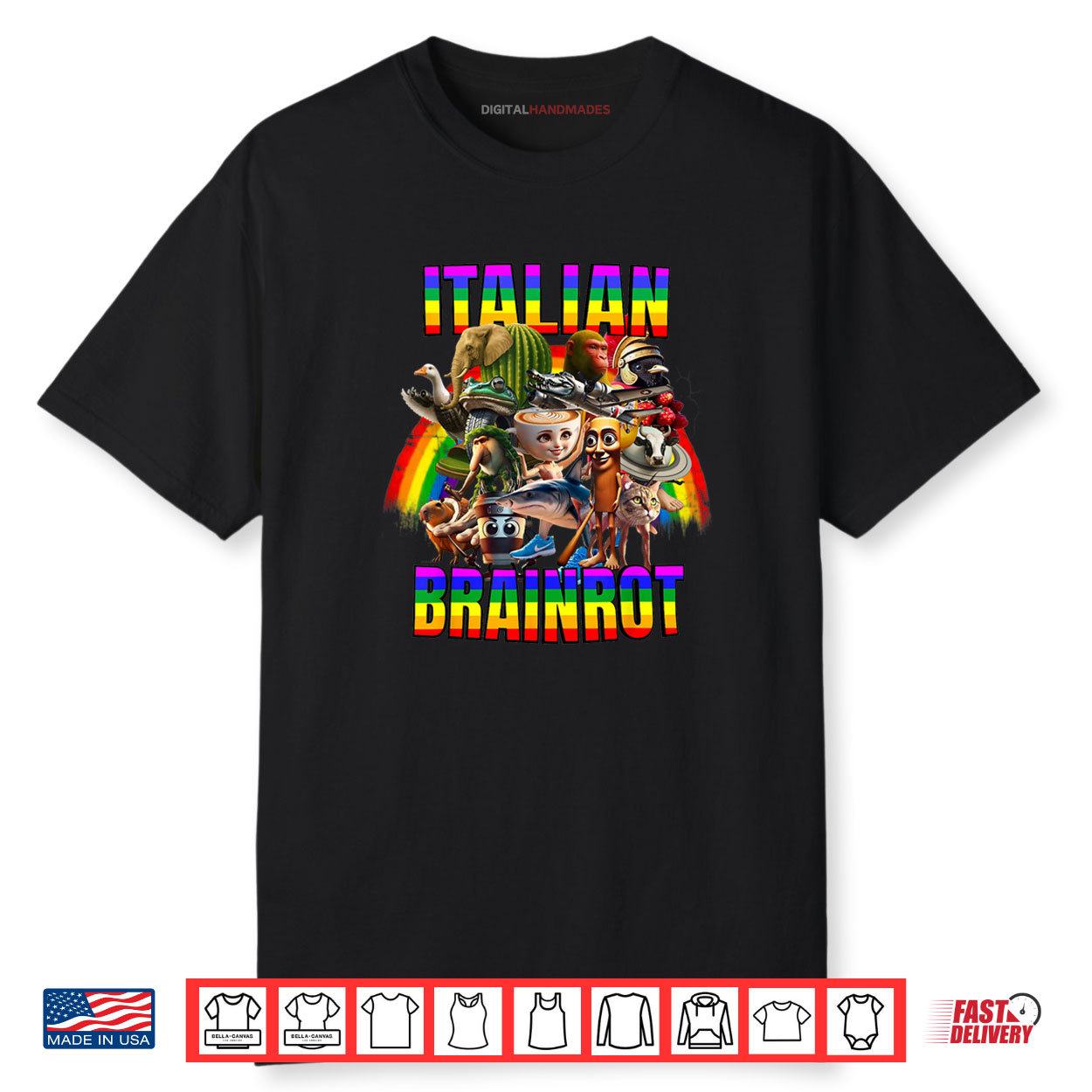ITALIAN BRAINROT ALL CHARACTERS Rainbow Flag Pride Shirt