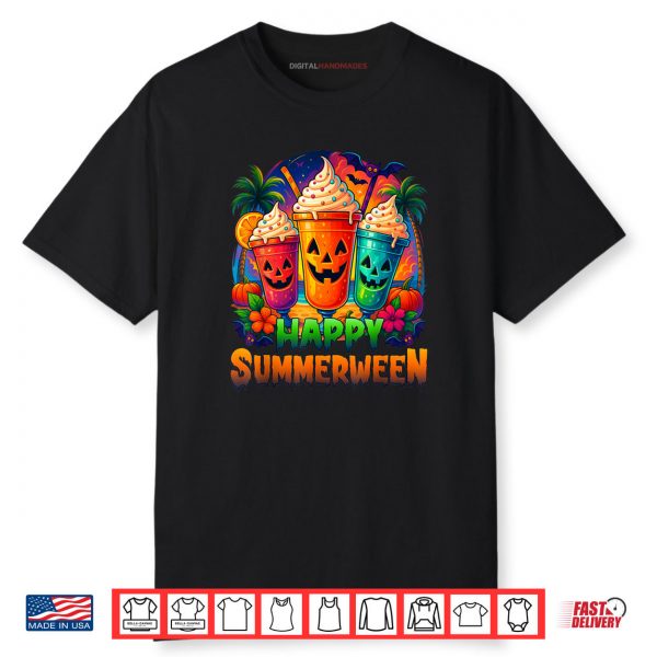 Jack O Lantern Summerween Vibes Skeleton Summer Watermelon Shirt