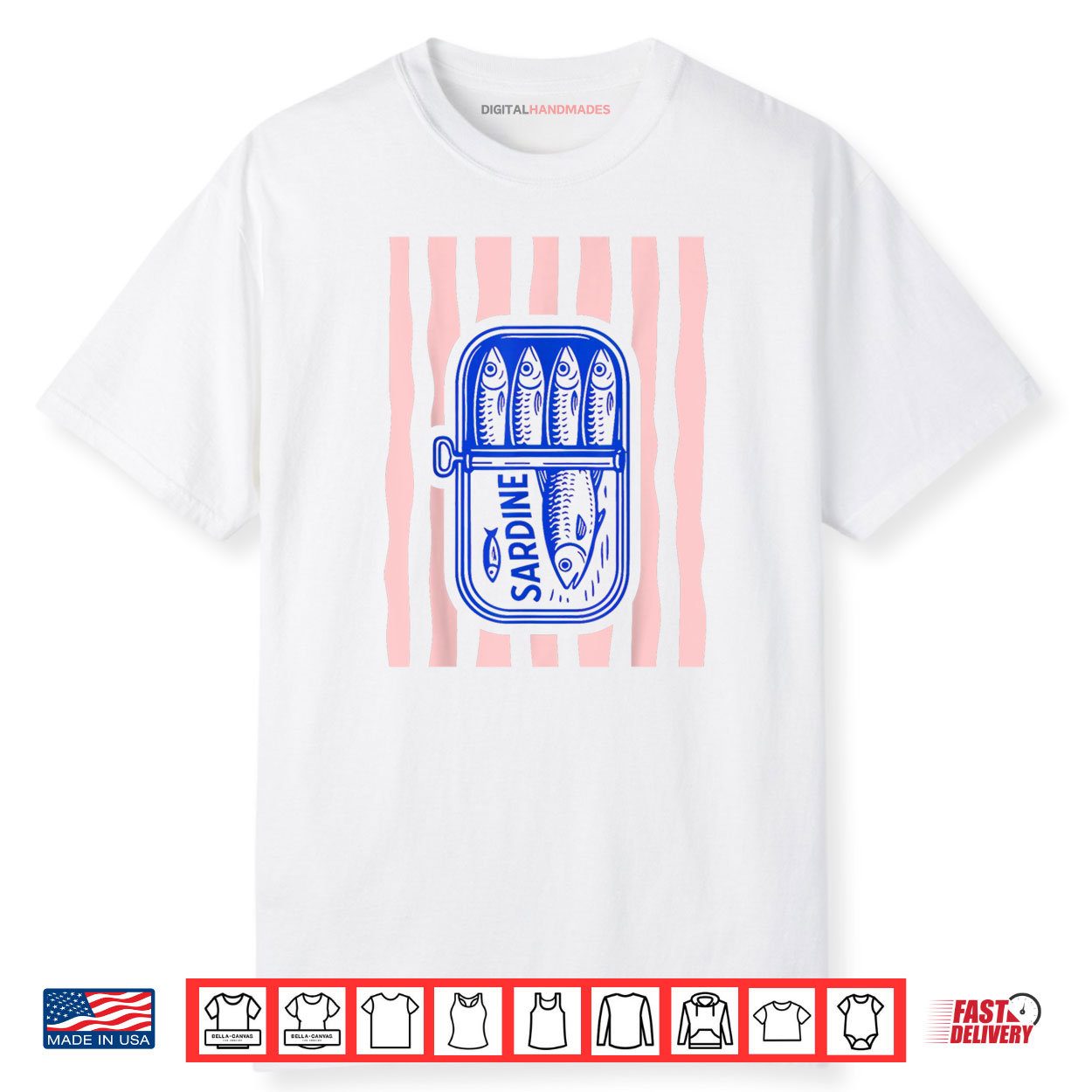 Les Sardines Fisherman Aesthetic Coastal Sardine Tinned Fish Shirt