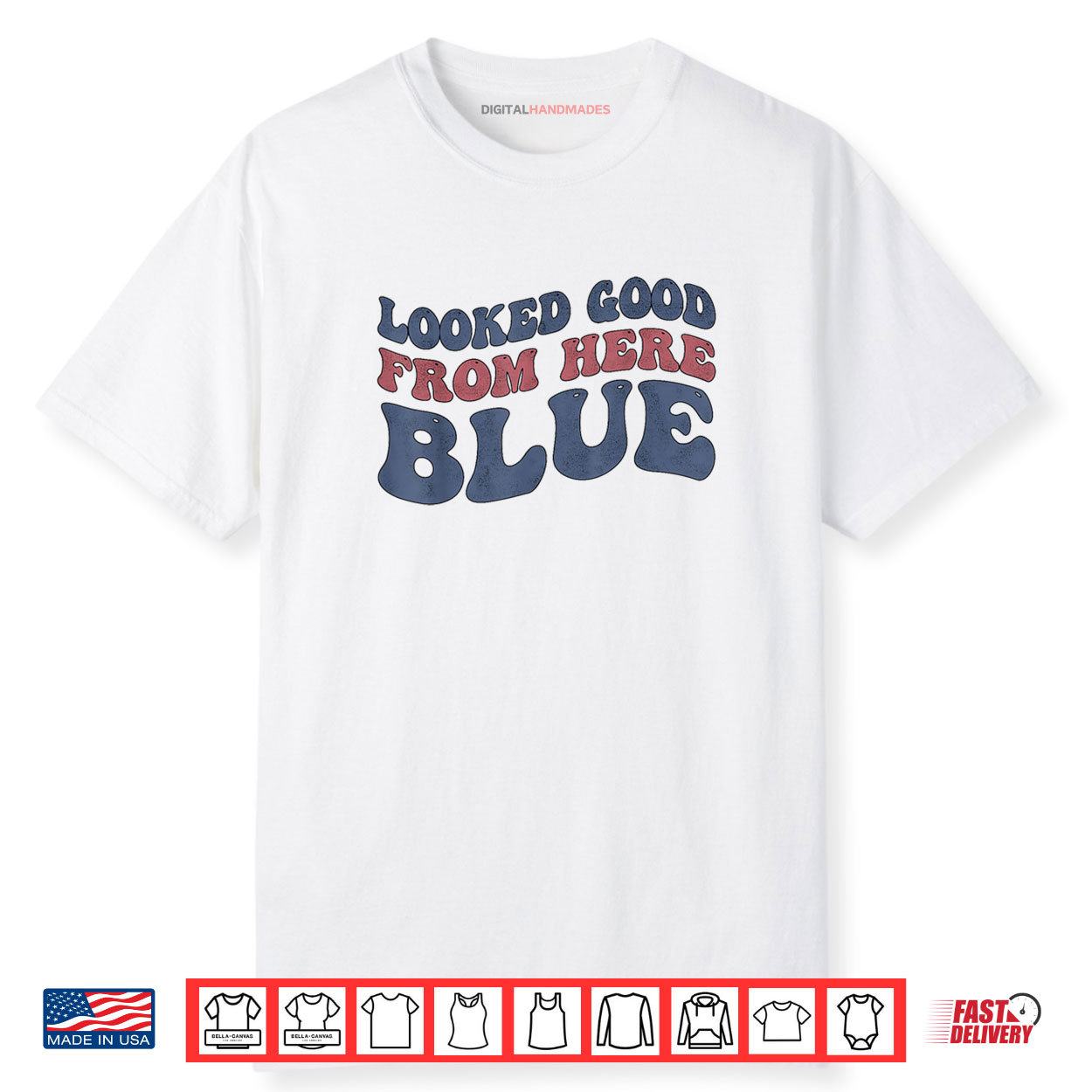 Looked Good From Here Blue Funny Softball Mama Mom Game Day Shirt
