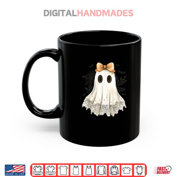Mug Cute Halloween Ghost With Bow Lace Spooky Style Shirt digitalhandmades