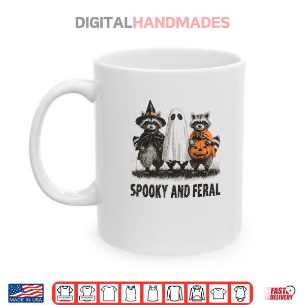 Mug Feral And Spooky Funny Creepy Raccoon Ghost Shirt digitalhandmades
