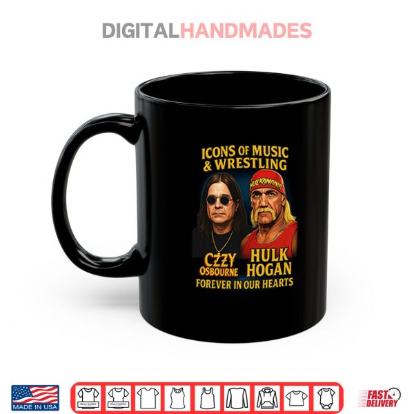 Mug Icons Of Music And Wrestling Ozzy Osbourne And Hulk Hogan Shirt