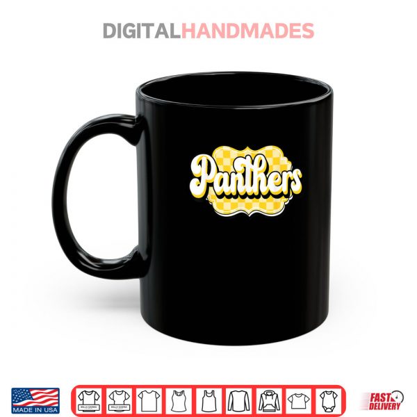 Mug Panthers Checkered Print School Spirit Yellow Panthers Shirt digitalhandmades
