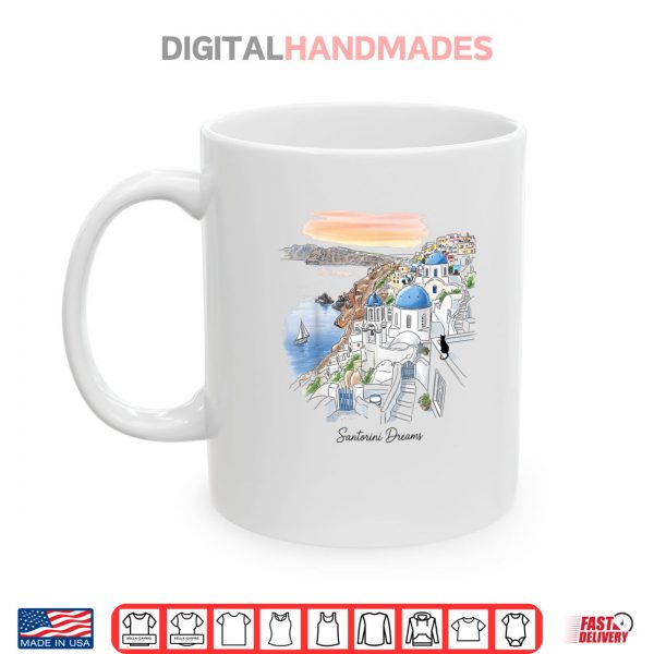 Santorini Greece Sunset Dreamscape Illustration Shirt 3 Mug Santorini Greece Sunset Dreamscape Illustration Shirt digitalhandmades