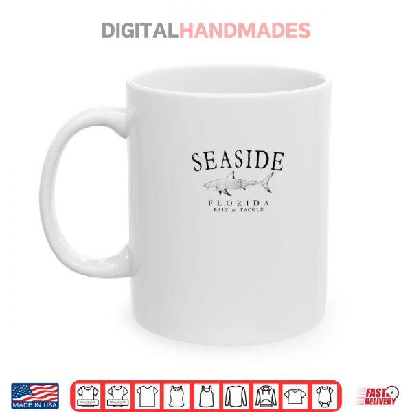 Mug Seaside Florida Shark Fishing Arched Black Letters Shirt digitalhandmades