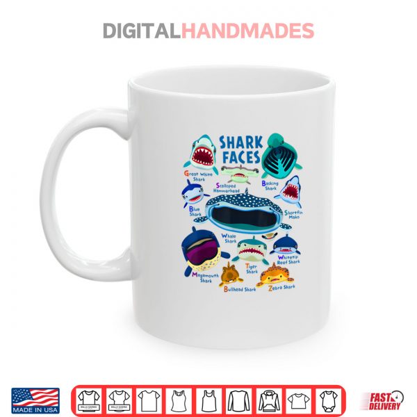 Mug Shark Faces Chart Kinds of Type Shark T Shirt