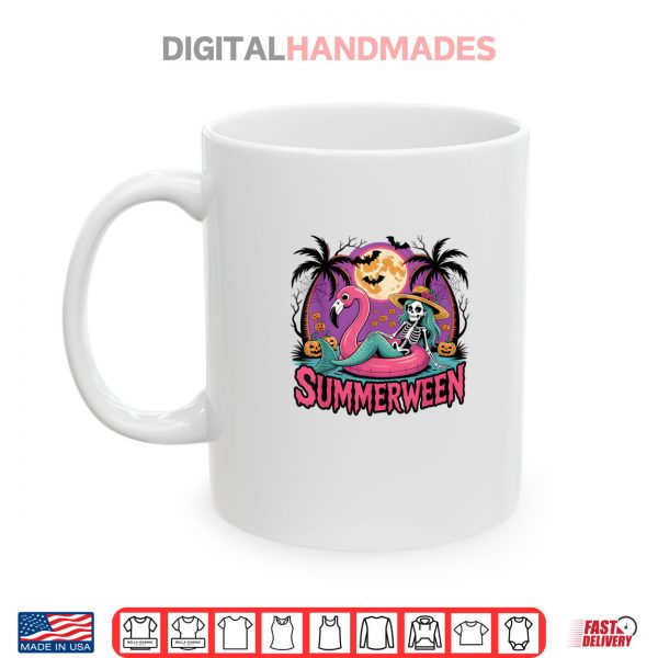 Mug Summerween Skeleton Flamingo Halloween Summer Shirt digitalhandmades