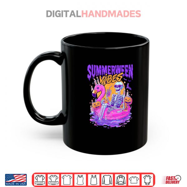 Mug Summerween Vibes Halloween Summer Fun Flamingo Skeleton Shirt digitalhandmades