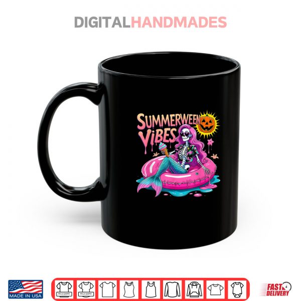 Mug Summerween Vibes Spooky Summer Mermaid Skeleton Halloween Shirt digitalhandmades